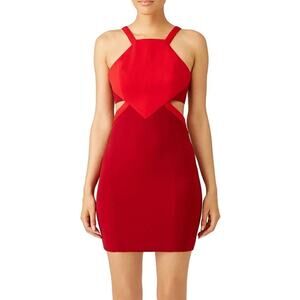 Jay Godfrey Walker Dress Side Cutout Sleeveless Square Neck Sheath Mini Red 6